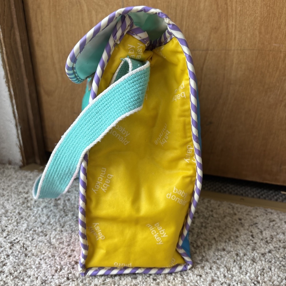 Vintage 90s DISNEY BABIES Baby Mickey Mouse Diaper Bag Vinyl Tote Teal White - Picture 2 of 10